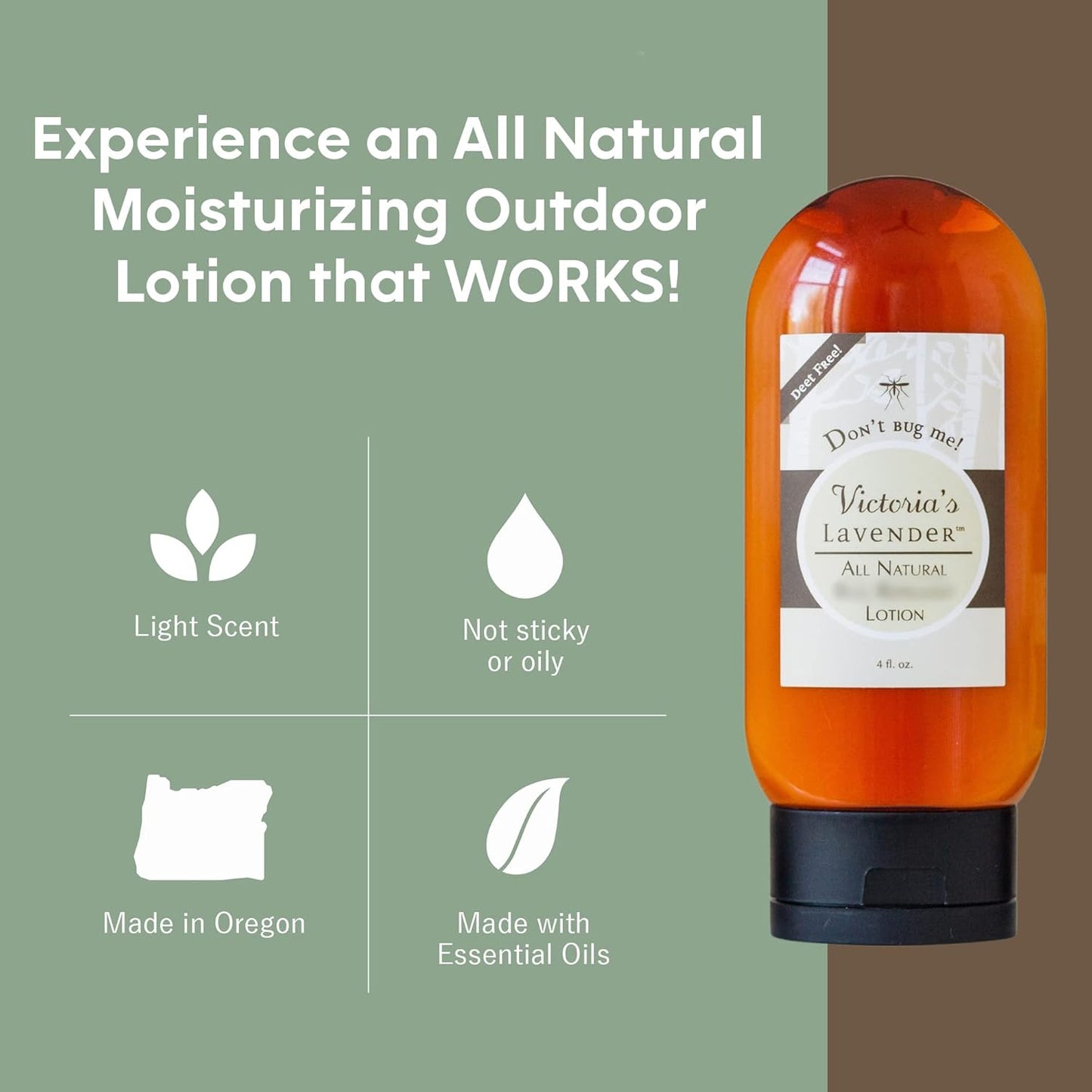 All Natural Moisturizing Body Lotion with Essential Oils - Body Lotion for Skin Protection - Outdoor & Leisure Activities - Backpackers, Campers, Hikers - Made in USA - 4 Oz