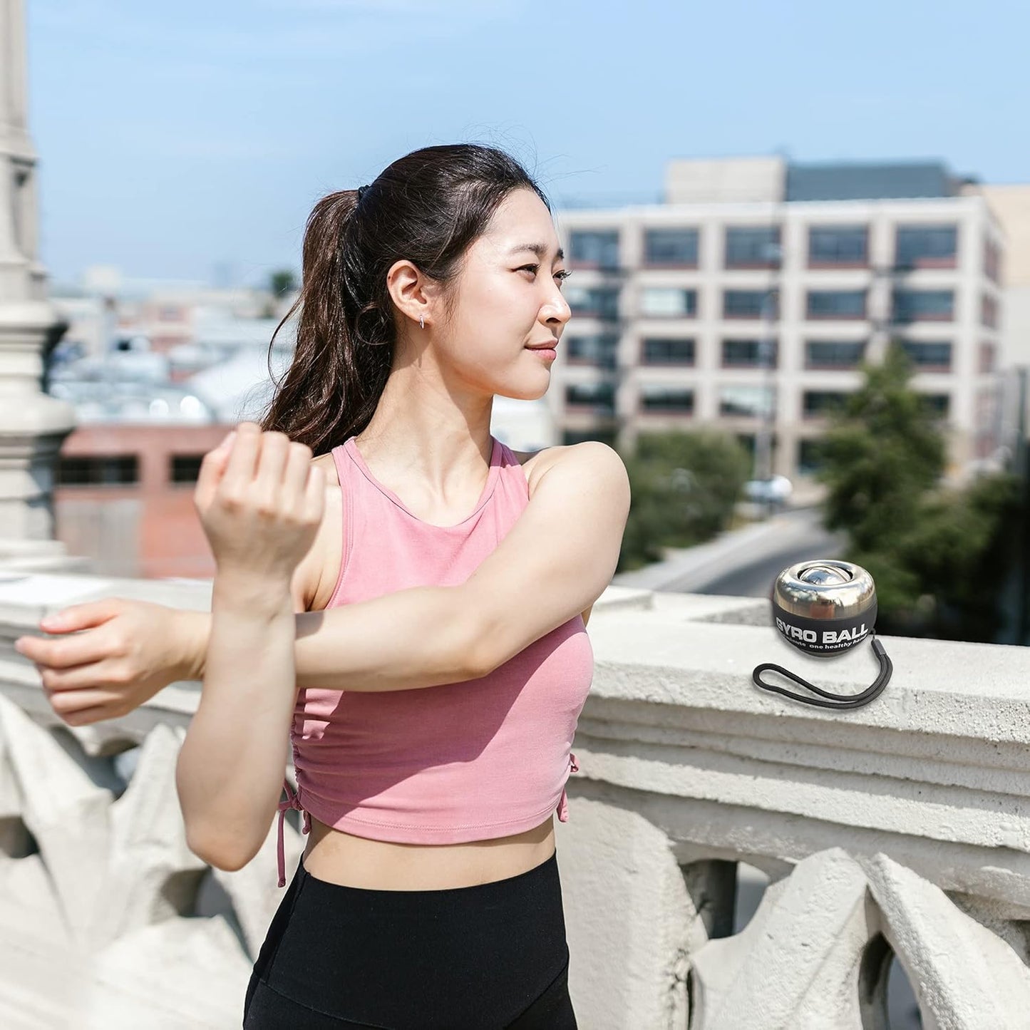 All-Metal Power Gyro Ball,Weighted Auto-Start Hand Wrist Forearm Trainer and Strengthener for Exercise Joint and Muscle with Ball Bag