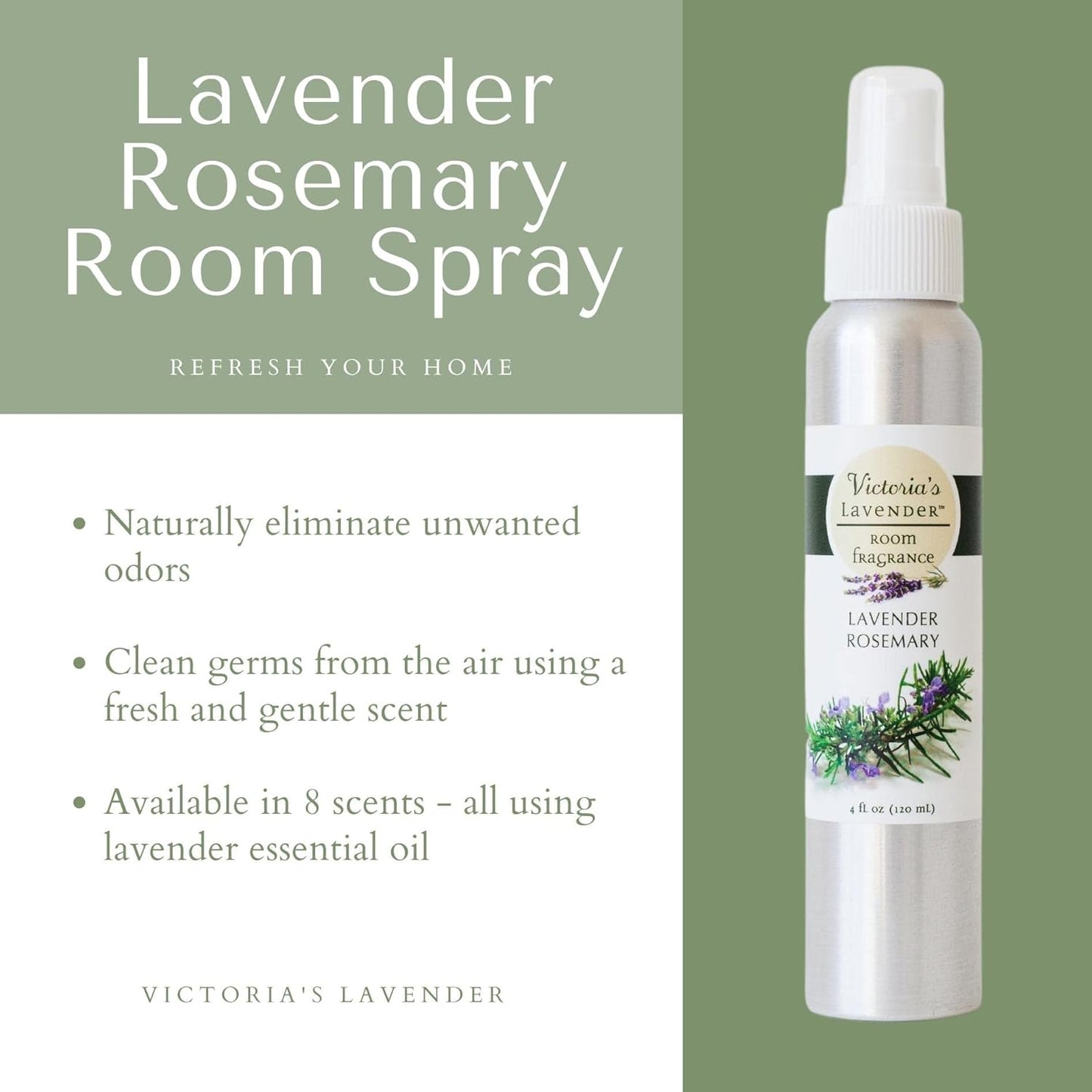 Room Spray, All Natural Home Essential Oil Concentrated Room Fragrance, Air Freshener, Bathroom Odor Eliminator - Made in the USA, Lavender Rosemary - 1 Pack (4 Fl Oz)
