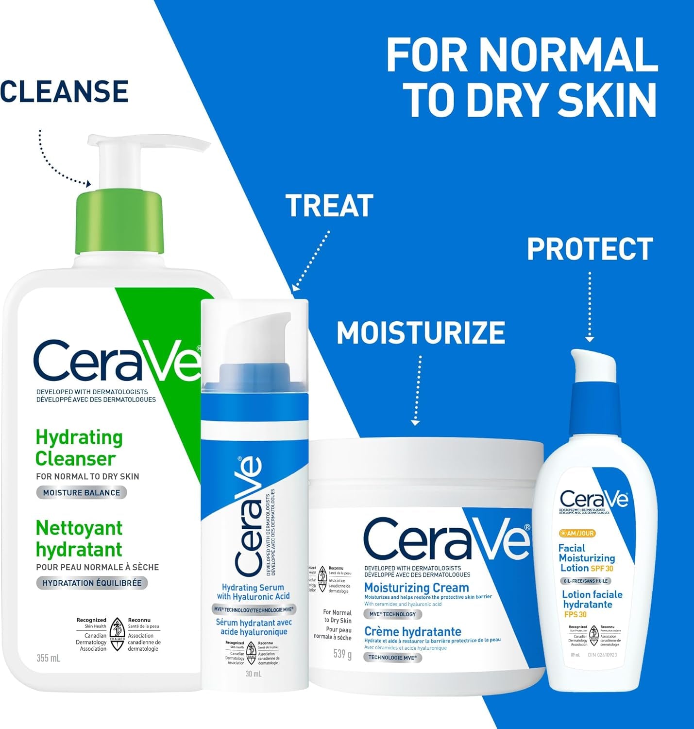 Moisturizing Cream, Daily Face, Hands, & Body Cream Moisturizer for Dry Skin with Hyaluronic Acid and Ceramides for Women and Men. Sensitive Skin, Oil-Free, Non-Comedogenic, Fragrance-Free, 539 Grams