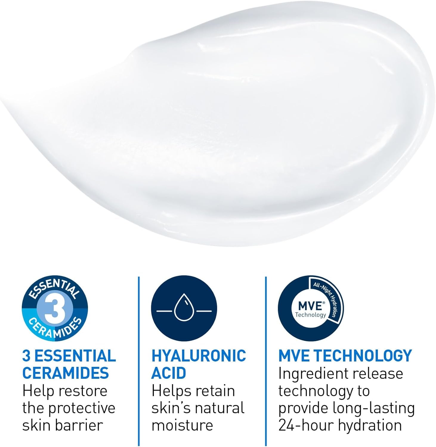 Moisturizing Cream, Daily Face, Hands, & Body Cream Moisturizer for Dry Skin with Hyaluronic Acid and Ceramides for Women and Men. Sensitive Skin, Oil-Free, Non-Comedogenic, Fragrance-Free, 539 Grams